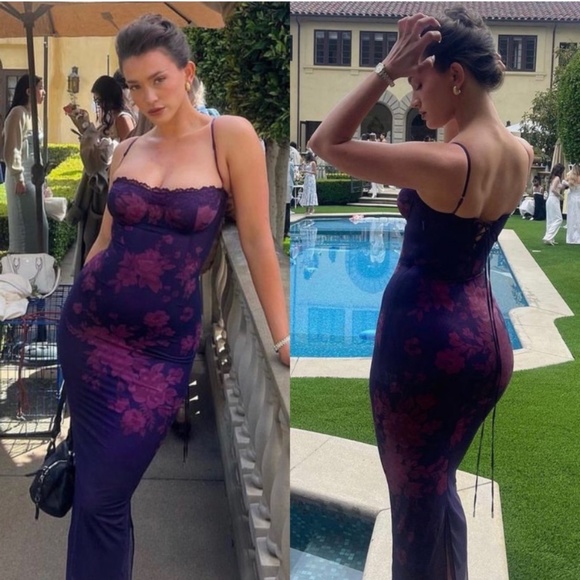 House of CB Azia Grape Floral Print Maxi Dress - Picture 3 of 9